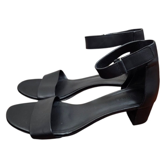 VINCE Raine Black Leather Ankle Strap City Sandals Open Toe Heels Lizard… - Picture 6 of 14